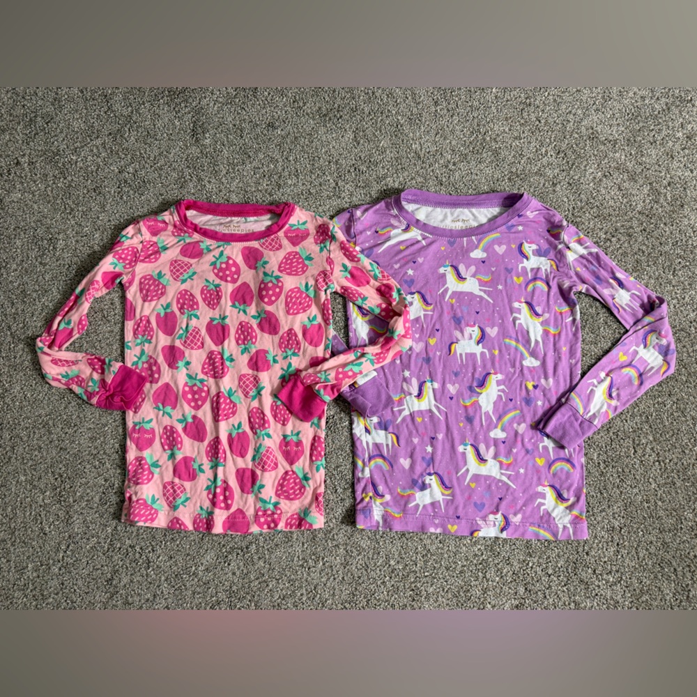 Little Sleepies Bundle of 2 PJ Tops ONLY in Pink and Purple Size 4T